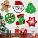 Kenburg Punch Needle Kit Christmas Coasters Set of 6, DIY Embroidery Set for Beginners Adults Kids Including Patterns, Tools, Yarns, Hoop, Instruction, Coaster Holder Art Craft Supplies