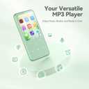 AGPTEK 64GB MP3 Player with Bluetooth, M3 2.4 inch Music Player with Speaker and FM Radio, Touch Buttons, Supports Up to 128GB (Green)