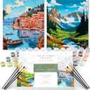 Zicoto Beautiful Paint By Number Kit for Adults - Relaxing & Beginner-Friendly Painting Set with 2 Canvases, Premium Brushes & Vibrant Acrylic Colors - Perfect Crafts Gift for Women to Create Wall-Worthy Art