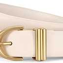 JASGOOD Women Leather Belt Gold Buckle Ladies Elegant Faux Leather Waist Belt for Jeans Pants