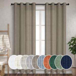Pitalk Taupe Linen Curtains 84 Inch Length for Bedroom Living Room Soft Thick Textured Brown Window Drapes Semi Sheer Light Filtering Burlap Colored Farmhouse Country Decor 2 Panels Grommet 52x84 Long