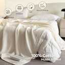 Simple&Opulence 100% Cotton Muslin Blanket Twin Size, Lightweight Breathable 4 Layering Gauze Blanket for Bed Couch Camping, Soft Bedspread Coverlet All-Season Use (Off White, 68"x86")