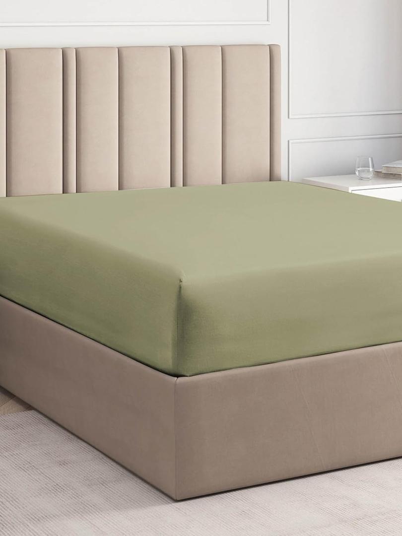 Queen Egyptian Cotton Fitted Sheet - 100% Egyptian Cotton Sheets - Extra Soft - Deep Pocket Fitted Sheet - Crisp Egyptian Cotton - Fits Mattress Perfectly - One Fitted Bottom Sheet Only - Sage Green (18 - Vintage Sage)
