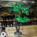 LIGHTSHARE 24Inch Twins Palm Tree Bonsai 25LED Lights, Green Light, Battery Powered or Plug-in Adapter (Included), Built-in Timer