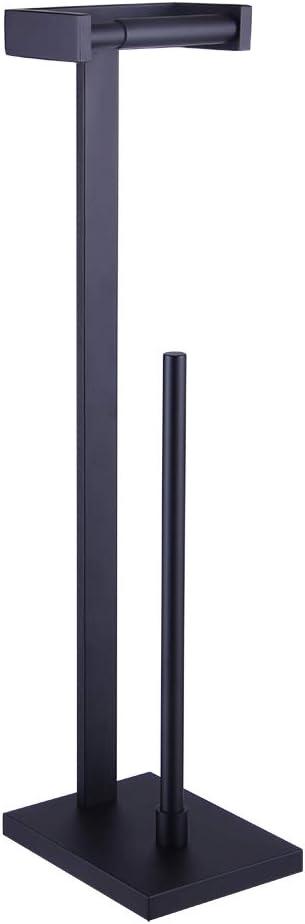 GERZWY Bathroom Free Standing Toilet Paper Holder Toilet Roll Holder for Bath SUS 304 Stainless Steel, Matte Black DZY005-BK
