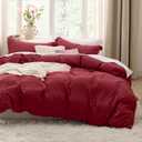 Bedsure Red Duvet Cover Twin/Twin XL Size - 2 Pieces Prewashed Cotton-Like Extra Soft Bedding Set, Includes 1 Twin Duvet Cover 68x90 Inches with Zipper Closure & 1 Pillow Sham, No Comforter