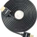 NTW High Performance Ultra Slim HDMI Cable (16.5ft) Premium High Speed Ultra Thin HDMI cable with RedMere Technology, 1080p, 4K HDR, 10.2Gbps, 36AWG - Black - NHDMI4S-05M/36C