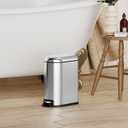 CEROELDA Small Bathroom Trash Can with Lid Soft Close, 5L/1.3 Gallon Stainless Steel Slim Garbage Can, Metal Waste Basket with Step Pedal, for Office, Bedroom, Toilet, Dorm Room (Silver, 1.3 Gallon)