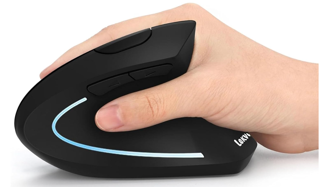 Ergonomic Mouse, LEKVEY Vertical Wireless Mouse  Rechargeable 2.4G Optical Vertical Mice : 3 Adjustable DPI 800/1200/1600 Levels 6 Buttons, for Laptop, Mac, PC, Computer, Desktop, Notebook etc, Black