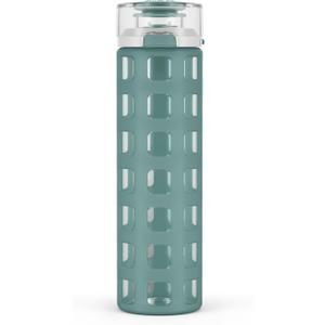 Ello Syndicate 20 oz Reusable Glass Water Bottle  All-Glass Chug Spout for Pure Drinking Experience, Leak Proof One-Touch Flip Lid, Silicone Sleeve, BPA-Free, Dishwasher Safe