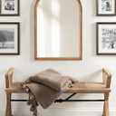 Kate and Laurel Hatherleigh Modern Transitional Arched Wooden Wall Mirror; 24 x 36; Rustic Brown; Decorative Wood Arch Mirror for Use in Bathroom; Entryway; or Bedroom