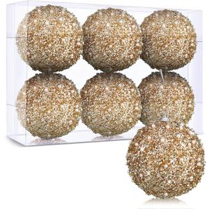 BBTO 6 Pcs Christmas Ball Ornaments Glitter Sequin Foam Ornaments Hanging Christmas Tree Ball Decorations Indoor Outdoor for Xmas Wedding Party Holiday Decor(Champagne,3.15 Inch) BBTO 6 Pcs Christmas Ball Ornaments Glitter Sequin Foam Ornaments Hanging Christmas Tree Ball Decorations Indoor Outdoor for Xmas Wedding Party Holiday Decor(Champagne,3.15 Inch)