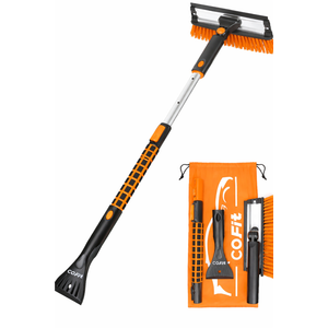 COFIT Car Snow Brush with Ice Scraper and Squeegee 3 in 1, 39" Extendable Cleaning Kit Long Handle, Windshield Snow Removal Tool Scratch Free for SUV Truck RV Window Roof Exterior Wash Supplies