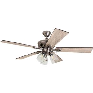 Prominence Home Glenmont, 52 Inch Farmhouse LED Ceiling Fan with Light, Pull Chain, Three Mounting Options, Dual Finish Blades, Reversible Motor - 50388-01 (Pewter) (52", Antique Pewter)