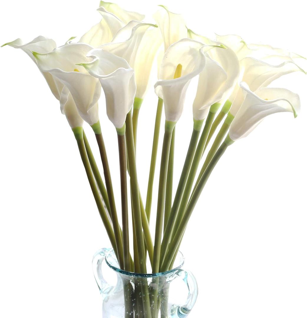 cn-Knight 10pcs Calla Lilies Artificial Flower,26'' Long Stem Artificial Calla Lily Flowers,Realistic Arum Lilies for Wedding Bridal Bouquet Home Decor Centerpiece,White