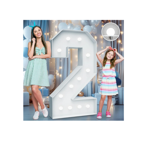 4FT Marquee Light Up Numbers - Cool White Lights Up Number 2 with Fixed Water Bag, Party Decoration Large Marquee Light Up Numbers can Be Used for Wedding Decoration, Birthday Party Deco