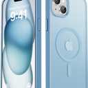 LATVIN for iPhone 15 Plus Case & iPhone 14 Plus Case, Magnetic Phone Cover, Compatible with MagSafe, Military Grade Protection, Translucent Matte Frosted Back, Light Blue
