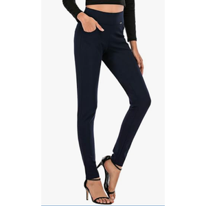 neezeelee Dress Pants for Women Comfort Stretch Slim Fit Leg Skinny High Waist Pull on Pants with Pockets for Work, Size 6. Long