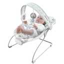 Portable Baby Bouncer Seat with 8 Melodies, 3 Vibration Levels & Adjustable Volume, Foldable Infant Bouncer Rocker with Safety Harness for Baby 0-6 Months, Indoor & Outdoor Use BR2403 (Grey Blue)
