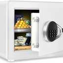 Safe for Home, 1.0 Cubic Feet Small Safe with Removable Shelf, Alarm System, Digital Electronic Security Money Box for Cash, Document, Home, Office, Hotel Use, White, 9.84"D x 13.78"W x 9.84"H