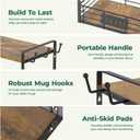 EsLuker.ly Coffee Mug Cup Holder Tree Bar Station Organizer, 2 Tier Mug Stand Rack for Countertop Kitchen, Storage Tower Display Shelf with 12 Hooks, Coffee Nook Enhancer, Vintage Brown Black