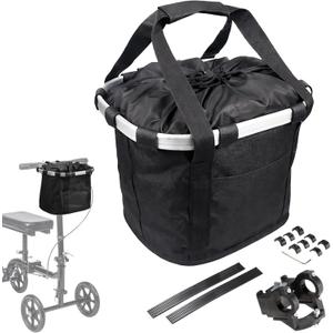 EDWERD Knee Walker Carrying Bag - Universal Foot Recovery Scooter Handlebar Pouch Storage Tote for Knee Scooter, Rollator, Wheelchair, Bike
