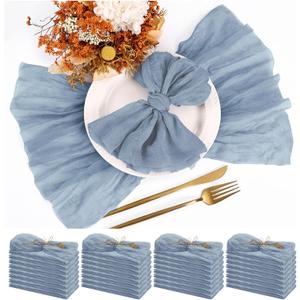 Teruntrue 30 Pack Dusty Blue Cheese Cloth Napkins Gauze Napkins Bulk Set of 30 Washable Boho Dinner Table Napkins for Wedding Party Baby Shower Birthday Party Decorations，20 x 20 Inch