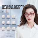 2 x Reading Glasses Blue Light Blocking for Women,Anti UV Ray/Glare Readers,Lightweight Spring Hinge Eyeglasses (4-pack Mix)