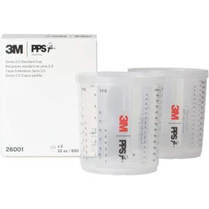 3M PPS 2.0 Spray Gun Cups, 26001, Standard, 22 Ounces, Use with Paint Gun and PPS 2.0 Lids and Liners to Paint Cars, Furniture, House and More, 2 Pack