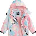 Simplee kids Girls Waterproof Snow Jacket Fleece Winter Windproof Ski Jackets for Toddler Girls Hooded Warm Coat, 8