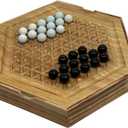 Abalone Board Game, Marble Strategy Game, Solid Wooden Game with 28 Marbles, 2 Player Games, Abalone Game, Marble Chess Game, Intellectual Chess Board Game, Strategy Games for Adults