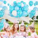 2 x 60Pcs Snow Balloons 12 Inch Cloud Blue Balloons Birthday Party Supplies Latex Helium for Arch Garland Kit Boys Girls Themed Birthday Party Decorations Baby Shower Favors (White)