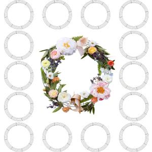 SEUNMUK 15 Pieces 14 Inch Wire Wreath Frames Making Round Wire Wreath Rings, Floral Wreath Frame Bulk for Making DIY Christmas New Year Festival Party Decoration, Green