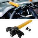 Zpana Car Steering Wheel Lock, Anti Theft Vehicle Rotary Steering Wheel Cylinder Security Locking Device with 2 Keys, Heavy Duty Automotive Travel Accessories, Universal for SUV RV Truck