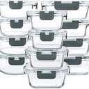 M MCIRCO 12-Piece Glass Food Storage Containers with Upgraded Snap Locking Lids,Glass Meal Prep Containers Set - Airtight Lunch Containers, Microwave, Oven, Freezer and Dishwasher