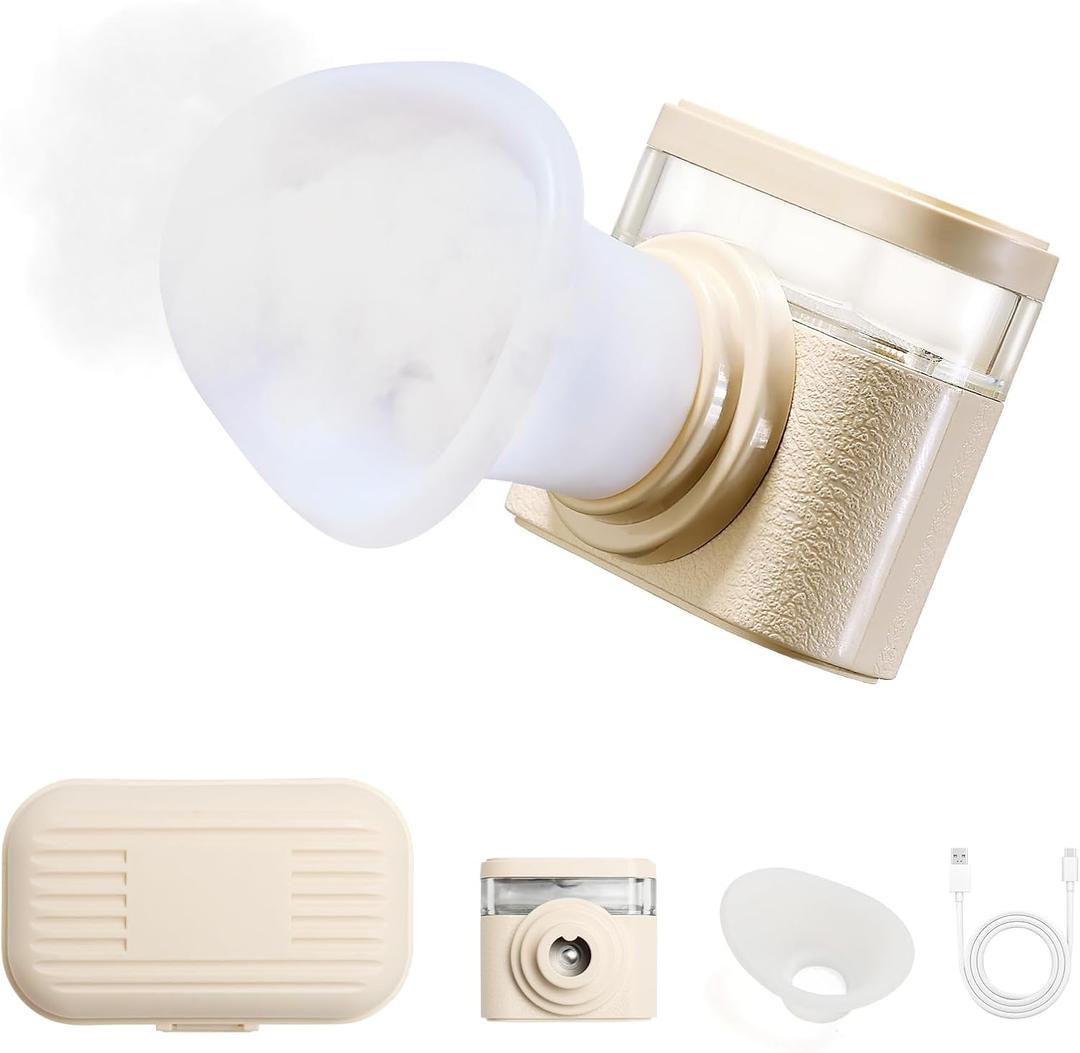 Eye Steamer for Dry Eyes Relief,Portable Electric Heated Steam Therapy Wand Machine with Moist Heat for Natural Tears Restore,Dry Eye Mist Sprayer with Warm Compress and 3 Level-Heat (off white)