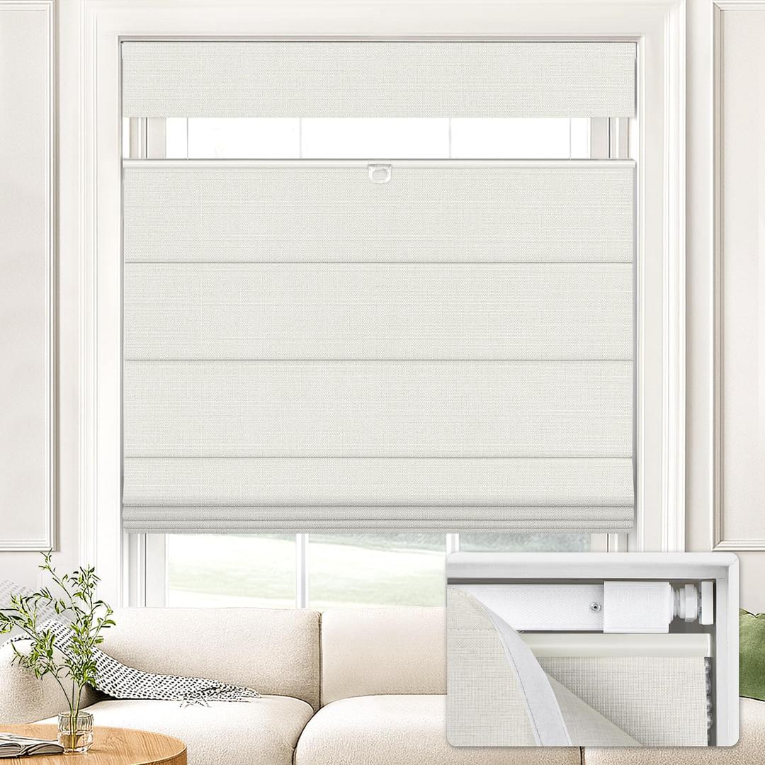 UNISHADES No Drill Top Down Bottom Up Roman Shades, 39x64in, Natural