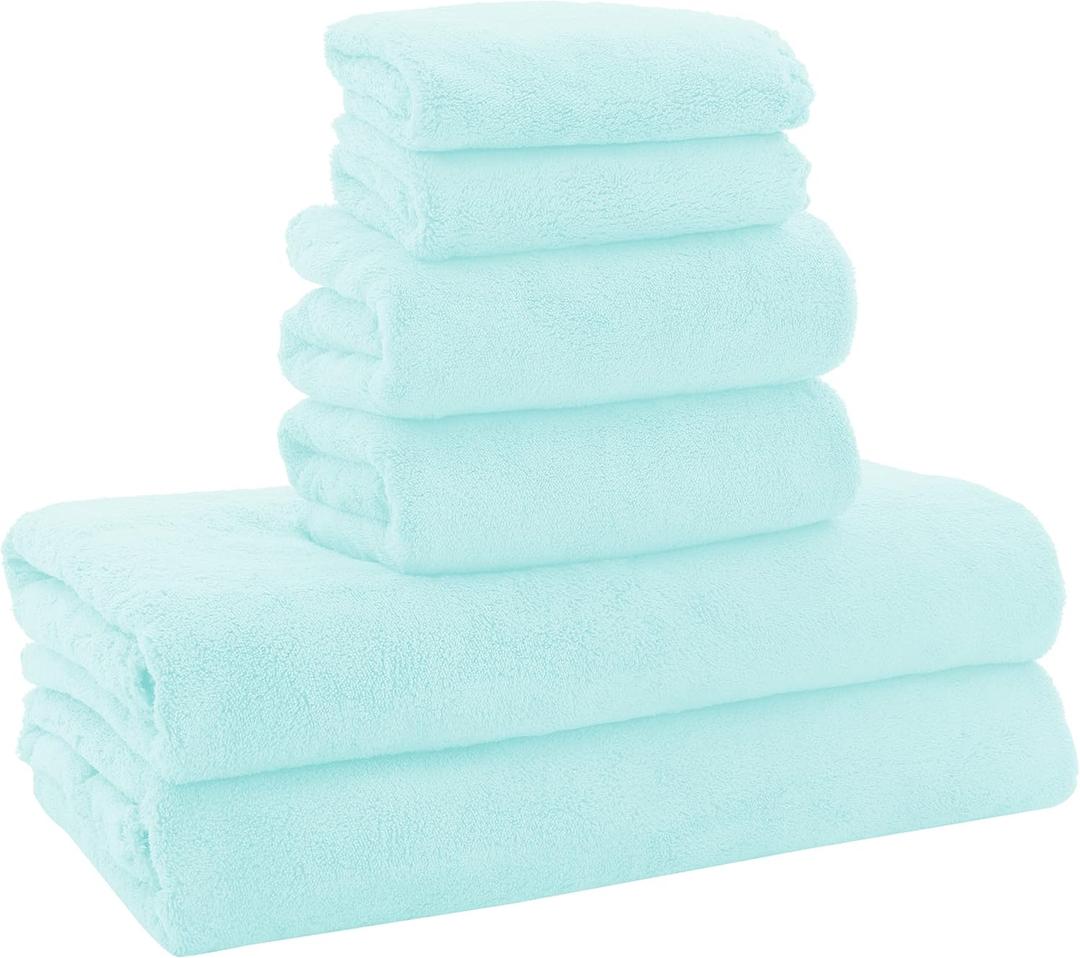MOONQUEEN Microfiber Bath Towel Set, 6 Pack (Frozen Blue)