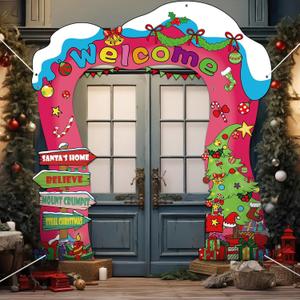 3 Pcs Christmas Elf Door Decorations Xmas Elf Porch Banners Funny Christmas Welcome Door Hanging Banners Winter Holiday Front Porch Signs Backdrop for Indoor Outdoor Home Wall Party Decor Photo Props