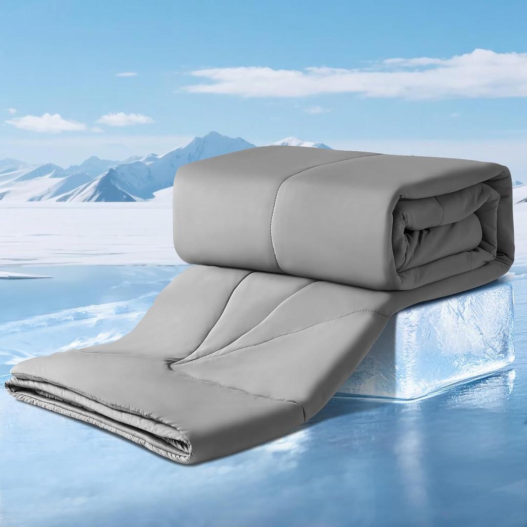Elegear Revolutionary Cooling Comforter King Absorbs Body Heat to Keep Cool, Cooling Blanket for Hot Sleepers Japanese Arc-Chill 3.0 Cool Tech Fabric Summer Comforter Hypo-Allergenic Cool Quilt-Gray