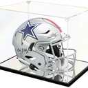 KOLIPI Mini Football Helmet Display Case Mirror Base, Acrylic Display Case for Mini Football Helmet, Self-Assembly (8.3x6.3x7.1 inch, 21x16x18 cm)