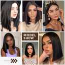 MIMAN 14 Inch Short Black Bob Wigs for Women Shoulder Length Middle Part Small Lace Front Wig Medium Length Black Straight Wig Halloween Costume Wigs for Women