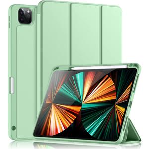 Wenlaty Compatible with iPad Pro 11 Inch Case 4th/3rd/2nd Generation with Pencil Holder, for iPad 11 Pro Case 2022/2021/2020, Protective Trifold Cover with Soft TPU Back, Auto Wake/Sleep, Matcha Green