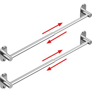 Towel Bar, Adjustable 14.4inch - 25.2inch Towel Rack, Self Adhesive & Wall Mounted for Bathroom Kitchen Hand Towel Holder Cloths Hanger 304 Stainless Steel Organizer Single Bar (2, Chrome)