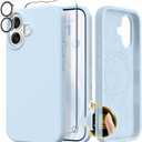 GONEZ Magnetic for iPhone 17 Case, Compatible with MagSafe, [Screen Protector + Camera Lens Protector], Liquid Silicone Anti-Scratch Shockproof Protective Phone Case 6.3 inch, Blue