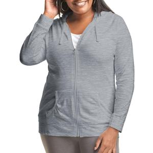 Just My Size Women's Full Zip Jersey Hoodie (Gray, XXXL)