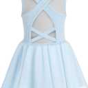 Phineein Girls Gymnastics Leotards Crisscross Back With Skirt- Sleeveless Ballet Dance Fancy Crossover Dress