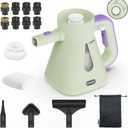 awasky Steam Cleaner Handheld: 1200W Fast 10-Sec Heat-Up-750mL (25oz) Tank-No Cooling-Refill Anytime-Lockable Steam Trigger-14-Piece Kit Hand Held Steamer for Home Car Grout Tile Cleaning (Green)