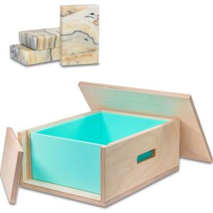 Extra Large Soap Molds 160 oz with Removable Side Wall Tall Skinny Triple Width Mold, Flexible Silicone Soap Molds for Soap Making, Wooden Rectangle Soap Mold with Lid