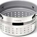 Caraway Steamer - Stainless Steel Steamer with Handles - Non Stick, Non Toxic Coating - Steam Veggies, Seafood, and More - Compatible With Our Dutch Oven or Sauce Pan - Small